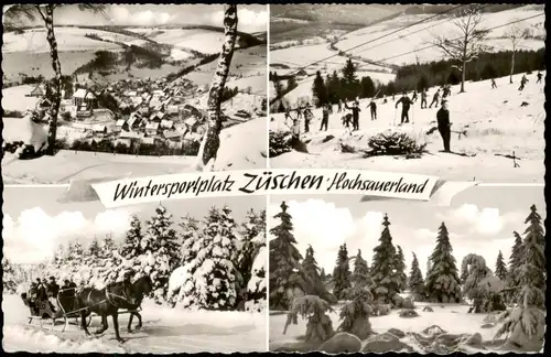 Ansichtskarte Züschen-Winterberg 4 Bild Stadt im Winter, Skiläufer# 1967