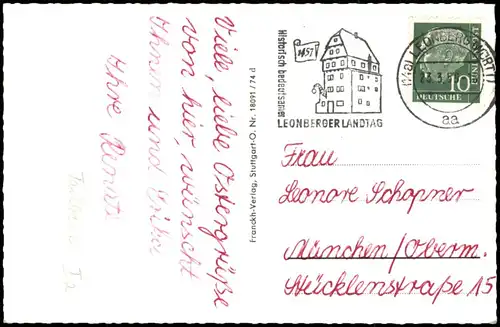 Ansichtskarte Leonberg Rathaus 1959