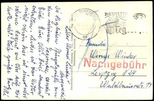 Ansichtskarte Tegernsee  Mehrbildkarte 1956 Leporello  gel. Stempel Nachgebühr