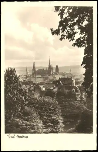 Ansichtskarte Aachen Blick vom bewaldeten Hang auf die Stadt - Fotokarte 1949