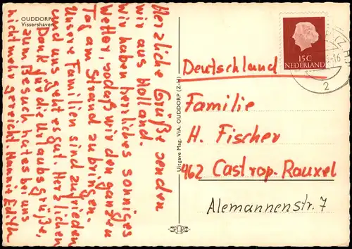 Postkaart Ouddorp (ZH) Vissershaven/Fischerhafen 1966