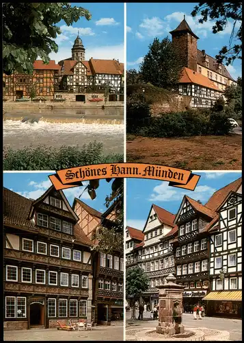 Ansichtskarte Hann. Münden Schloß, Lange Straße, Kasseler Schlagd 1989