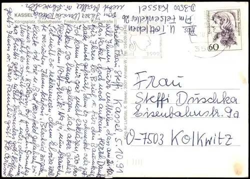 Ansichtskarte Kassel Cassel Königsplatz, Theater, Königstraße 1991