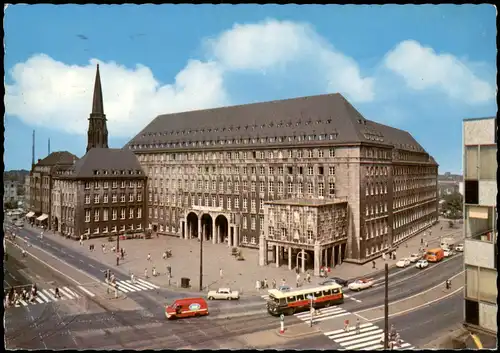 Ansichtskarte Bochum Rathaus, Straße und Bus 1964
