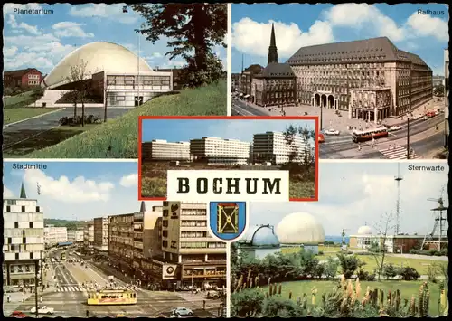 Ansichtskarte Bochum MB Sternwarte, Rathaus, Uni, Stadtmitte 1972