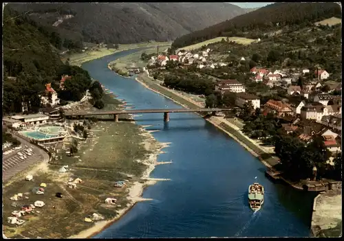 Ansichtskarte Bad Karlshafen Stadt, Dampfer Schwimmbad 1972