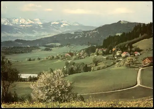 Ansichtskarte Scheidegg Blick vom Kreuz auf das Alpenfreibad 1968