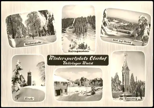 Ansichtskarte Oberhof (Thüringen) Winter Rennsteig, Kirche, Stadt 1966
