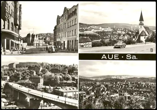 Aue (Erzgebirge) Karl-Marx-Platz und Hauptpostamt Brücke Wartburg MB 1978
