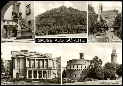 Görlitz Zgorzelec Rathaustreppe, Landeskrone,   Ochsenbastei, Kaisertrutz 1976