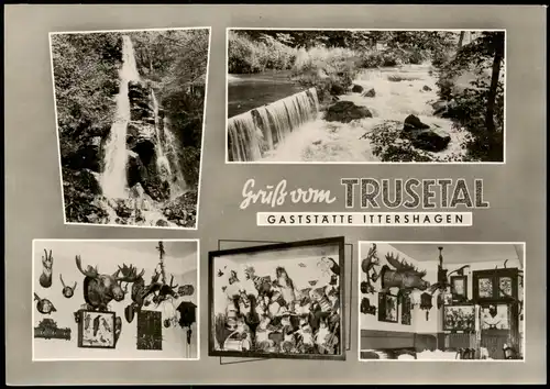 Trusetal DDR Mehrbild-AK GASTSTÄTTE ITTERSHAGEN am Wasserfall 1963
