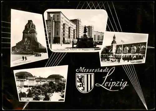 Leipzig DDR Mehrbild-AK mit Haupt-Bahnhof, Neubauten Roßplatz uvm. 1962/1961