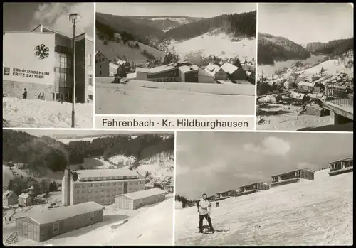 Ansichtskarte Fehrenbach Erholungshein, Skipiste, Stadt im Winter 1982