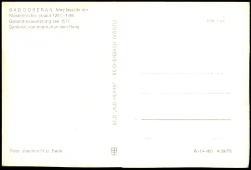 Ansichtskarte Bad Doberan Westfassade der Kirche 1979