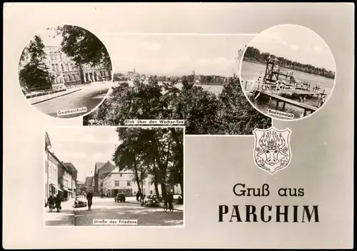 Parchim Blick über den Wocker-See Straße des Friedens Schule MB 1963