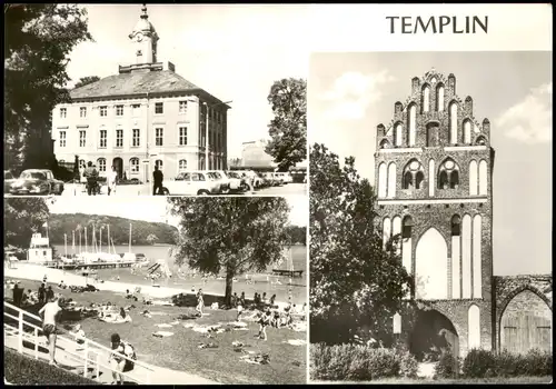 Ansichtskarte Templin Stadttor, Rathaus, Strandbad 1977