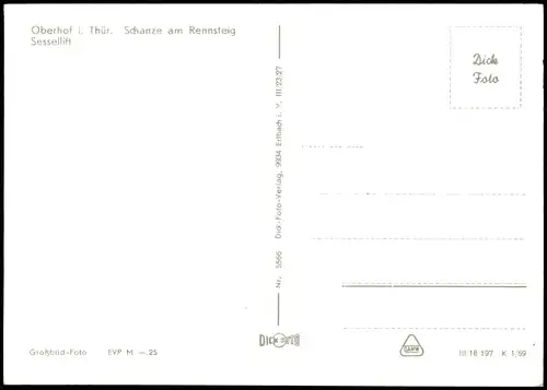 Ansichtskarte Oberhof (Thüringen) Schanze am Rennsteig Sessellift 1969