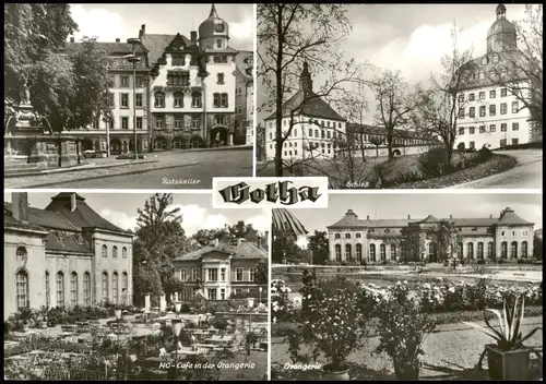 Gotha DDR Mehrbild-AK Ratskeller, Schloss, HO-Cafe Orangerie 1983