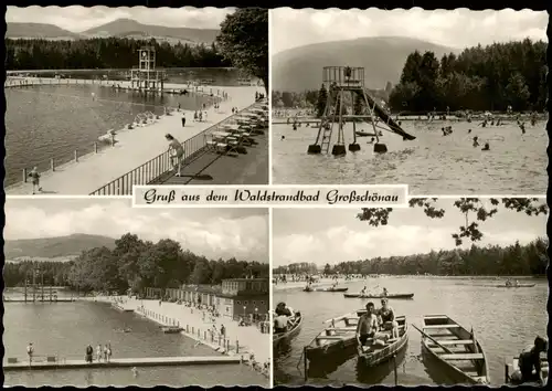 Großschönau (Sachsen) DDR Mehrbildkarte Waldstrandbad 4 Foto-Ansichten 1964