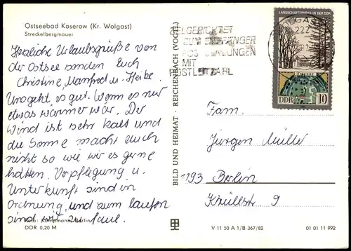 Koserow Usedom Streckelbergmauer Umland-Ansicht Blick auf Ostsee 1982