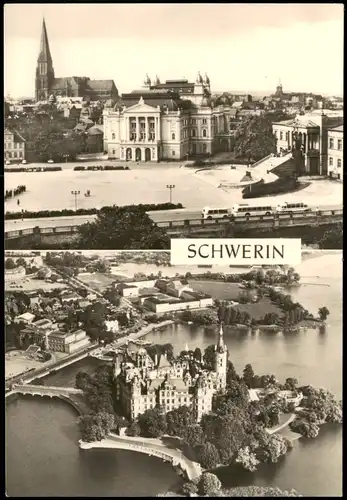 Schwerin Stadtteilansichten Museum Dom Schloss DDR Mehrbildkarte 1973