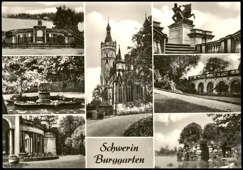 Ansichtskarte Schwerin Burggarten, Mehrbildkarte 1974