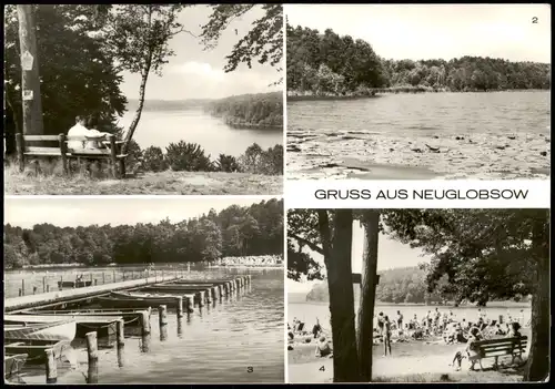 Ansichtskarte Neuglobsow-Stechlin Peetschsee, Dagowsee, Bootsanleger 1978