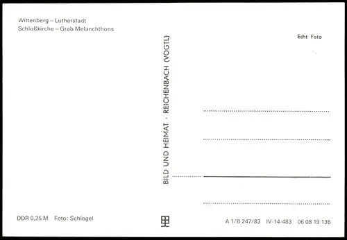 Ansichtskarte Lutherstadt Wittenberg Schloßkirche Grab Melanchthons 1983