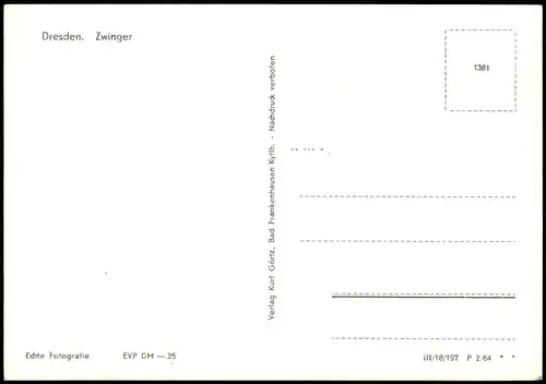 Ansichtskarte Innere Altstadt-Dresden Dresdner Zwinger zur DDR-Zeit 1964