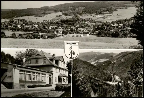 Ansichtskarte Wurzbach DDR Mehrbildkarte mit 3 Ortsansichten 1960