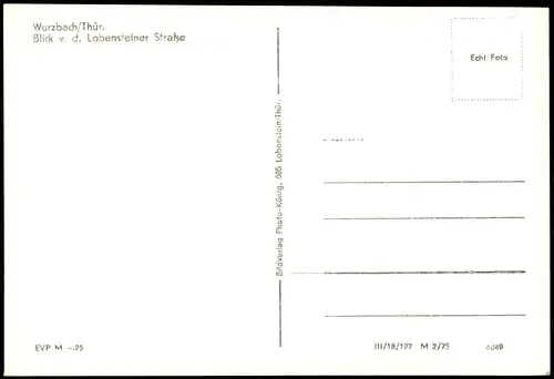 Ansichtskarte Wurzbach Panorama-Ansicht Blick v. d. Lobensteiner Straße 1975