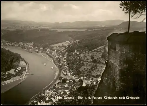 Königstein (Sächsische Schweiz) Blick v. d. Festung nach der StadtvElbe 1964