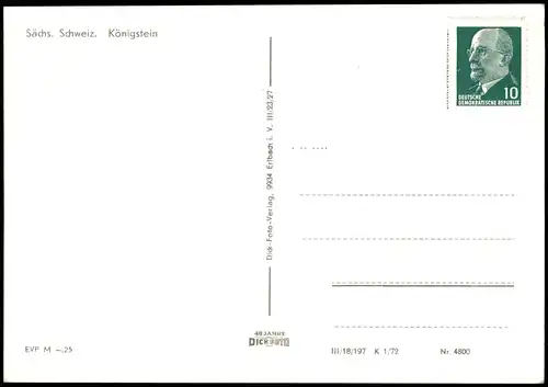 Königstein (Sächsische Schweiz) Orts-Teilansicht zur DDR-Zeit 1972