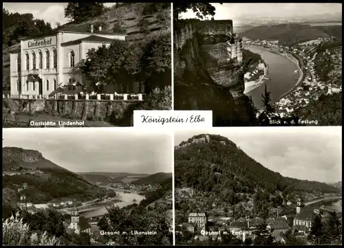Königstein (Sächsische Schweiz) DDR Mehrbildkarte mit Gaststätte Lindenhof 1972
