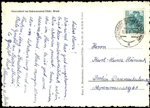 Sitzendorf Panorama-Ansicht zur DDR-Zeit Schwarzatal Thüringer Wald 1961