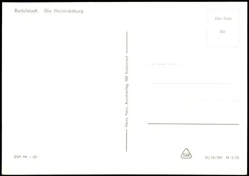 Ansichtskarte Rudolstadt Schloss Heidecksburg zur DDR-Zeit 1970