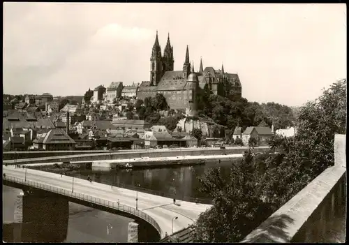 Ansichtskarte Meißen Schloss Albrechtsburg und Elbe Brücke 1970