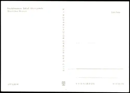 Wernigerode Feudalmuseum Schloß Staatliches Museum zur DDR-Zeit 1976