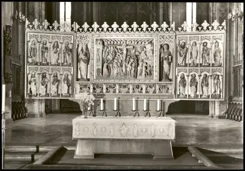 Ansichtskarte Schwerin Dom Loste-Altar aus Holz und Stein (um 1495) 1984