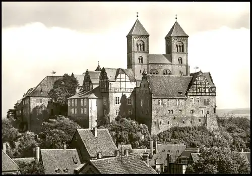 Ansichtskarte Quedlinburg Blick vom Münzenberg auf Stiftskirche 1976