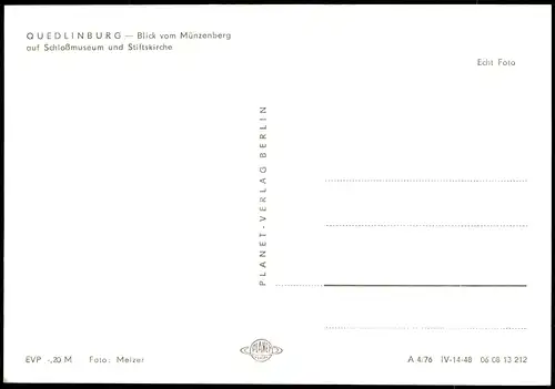 Ansichtskarte Quedlinburg Blick vom Münzenberg auf Stiftskirche 1976