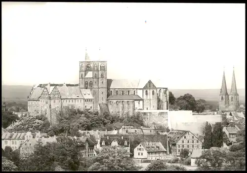 Quedlinburg Blick von der Altenburg auf Schloß und Stiftskirche 1976