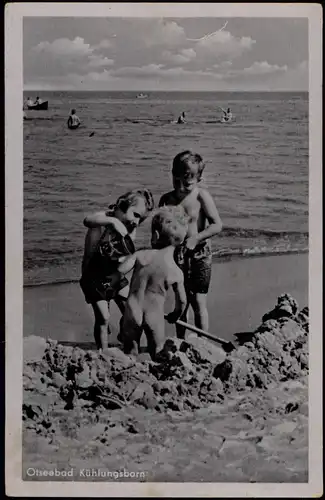 Ansichtskarte Kühlungsborn Strand, Kinder beim spielen 1953