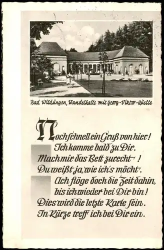 Ansichtskarte Bad Wildungen Wandelhalle mit Georg-Viktor-Quelle - Text 1957