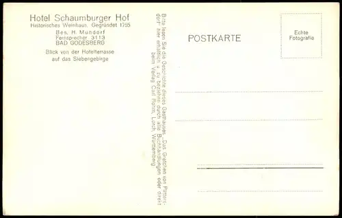 Ansichtskarte Bad Godesberg-Bonn Hotel Schaumburger Hof, Rheindampfer 1953