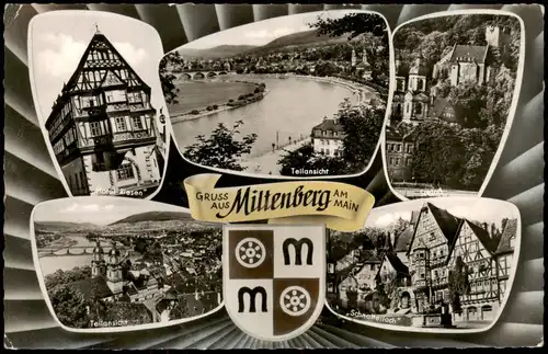 Ansichtskarte Miltenberg (Main) Teilansicht, Totale, Fachwerkhäuser 1960