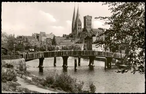 Ansichtskarte Lübeck Malerwinkel, Stadt - Holzbrücke 1959