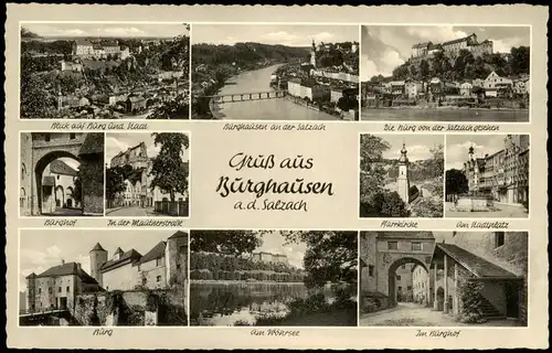 Ansichtskarte Burghausen Stadt, Stadtplatz, Burg uvm 1961