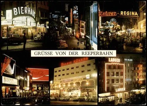 Ansichtskarte St. Pauli-Hamburg Reeperbahn Mehrbild bei Nacht 1988