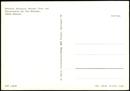 Ansichtskarte Bad Schandau Schrammsteine, Fotokarte 1969